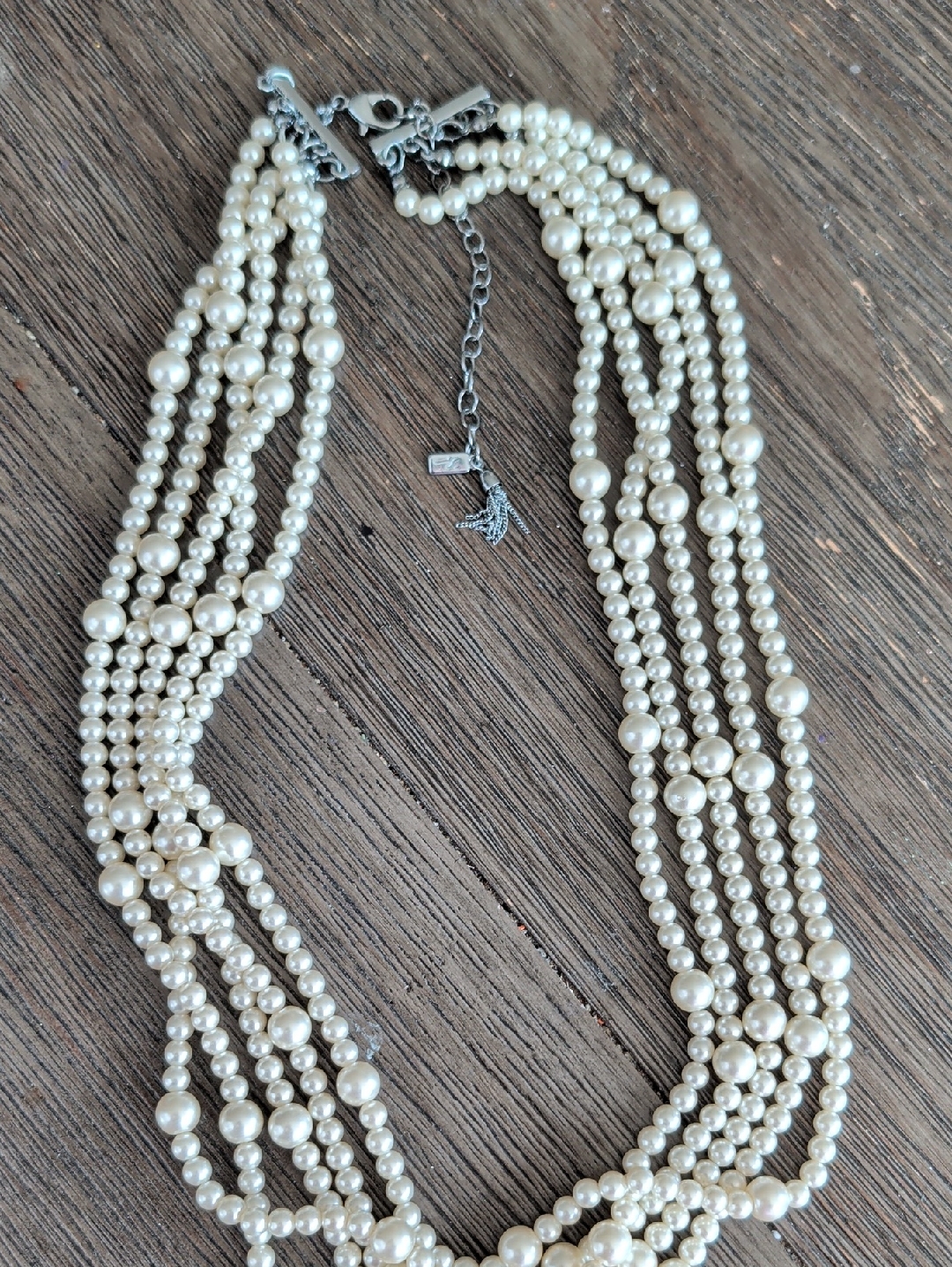 Vintage Vera Wang Multi-Strand Glass Pearl Necklace
